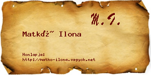 Matkó Ilona névjegykártya